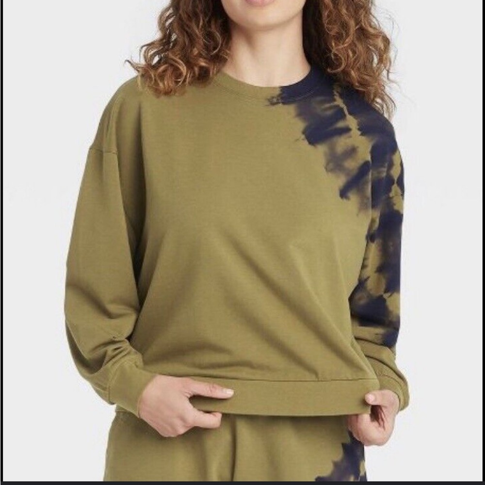 Joy Lab Womens XS Olive and Black Tie-Dye Sweater
